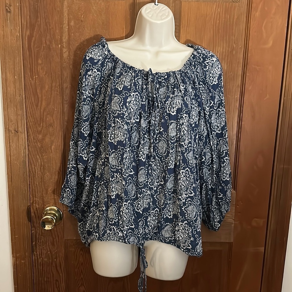 Denim&Supply Ralph Lauren Blue and White Boho Shirt Size Medium